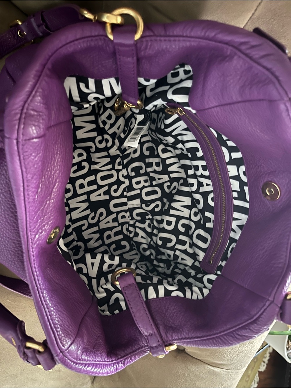 Marc By Marc Jacobs Purple Pebbled Leather Shoulder Bag - Picture 6 of 10